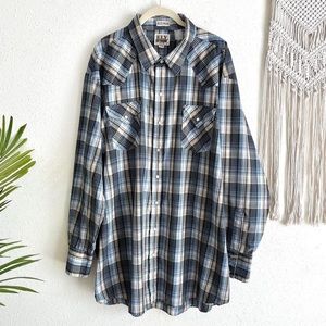Vintage Ely Cattleman Plaid Long Sleeve Snap Up Western Shirt Size 3X Big